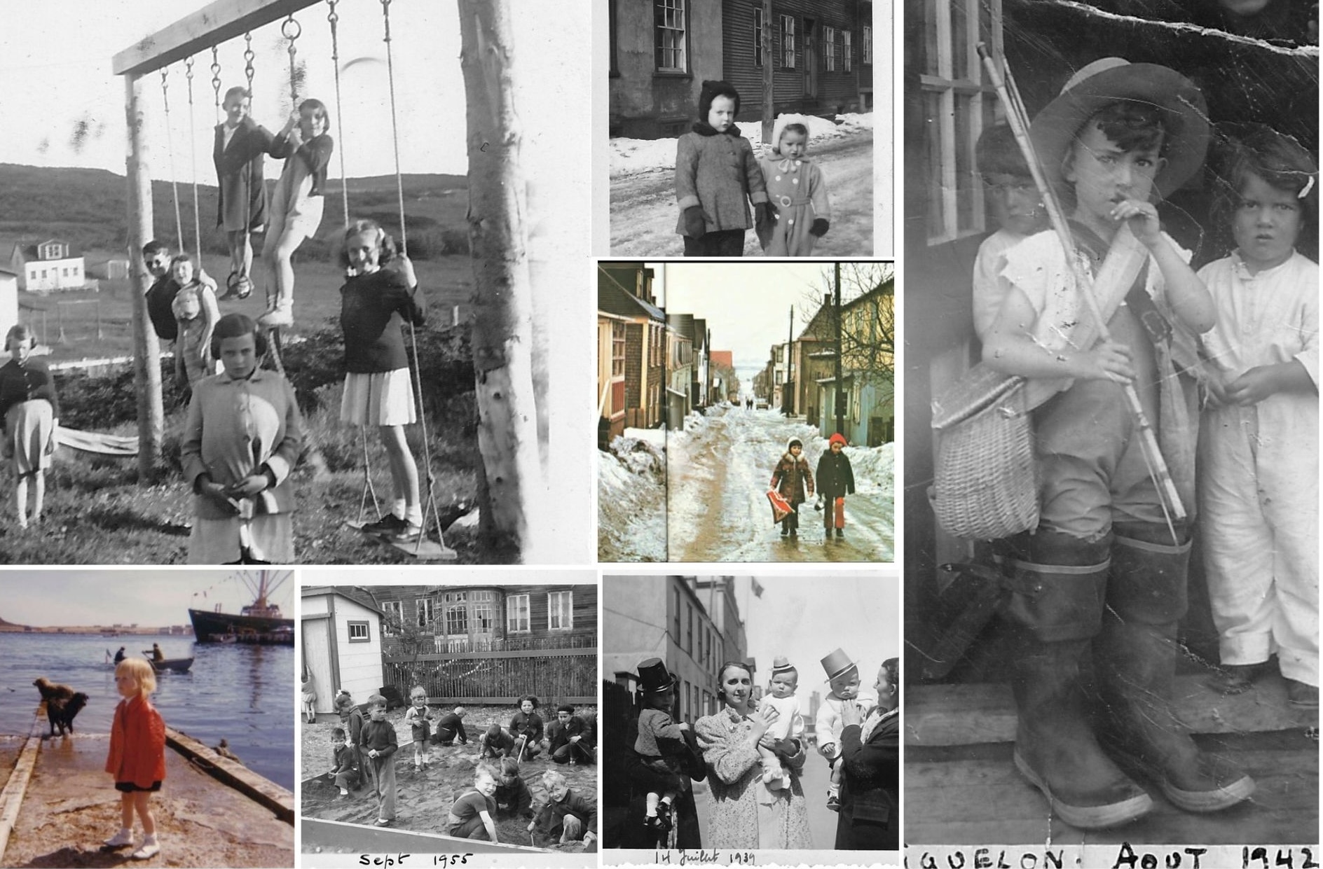 Montage de photographies anciennes d'enfants à Saint-Pierre-et-Miquelon
